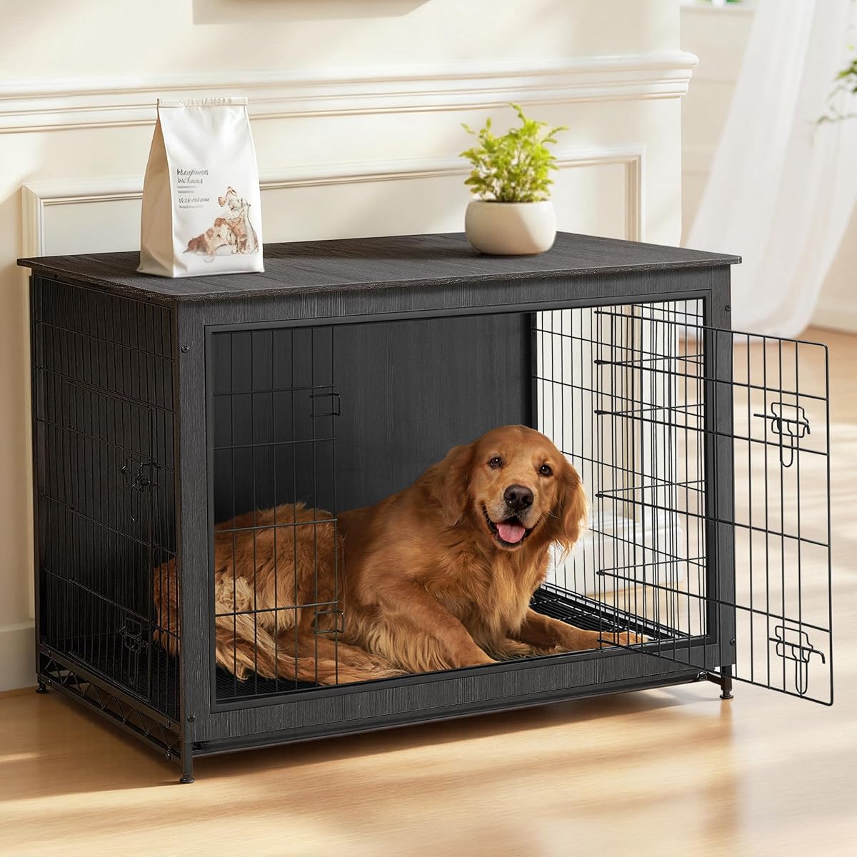 44.1" Dog Crate Furniture, Indoor Dog Kennel Side End Table