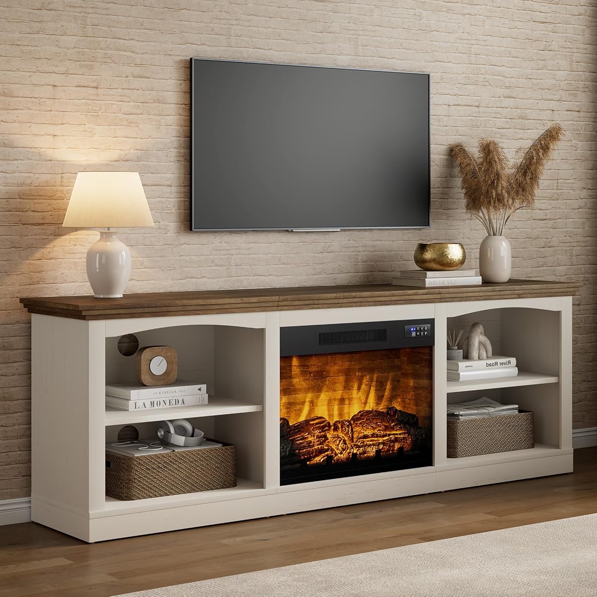 70" Fireplace TV Stand for TVs up to 80" One-Box Delivery