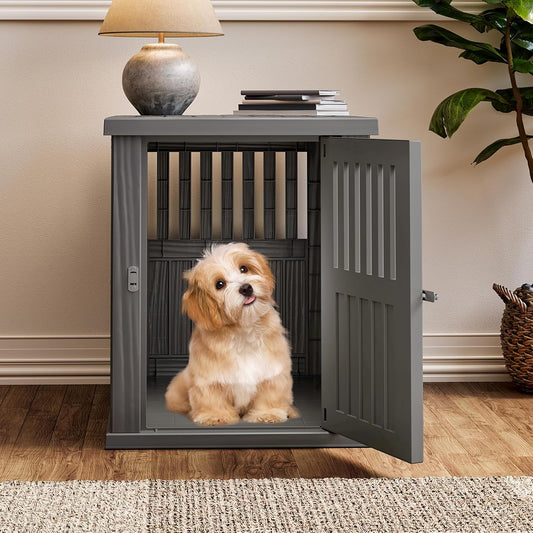Heavy Duty Dog Crate Furniture Lockable Indoor Outdoor Kennel & End Table