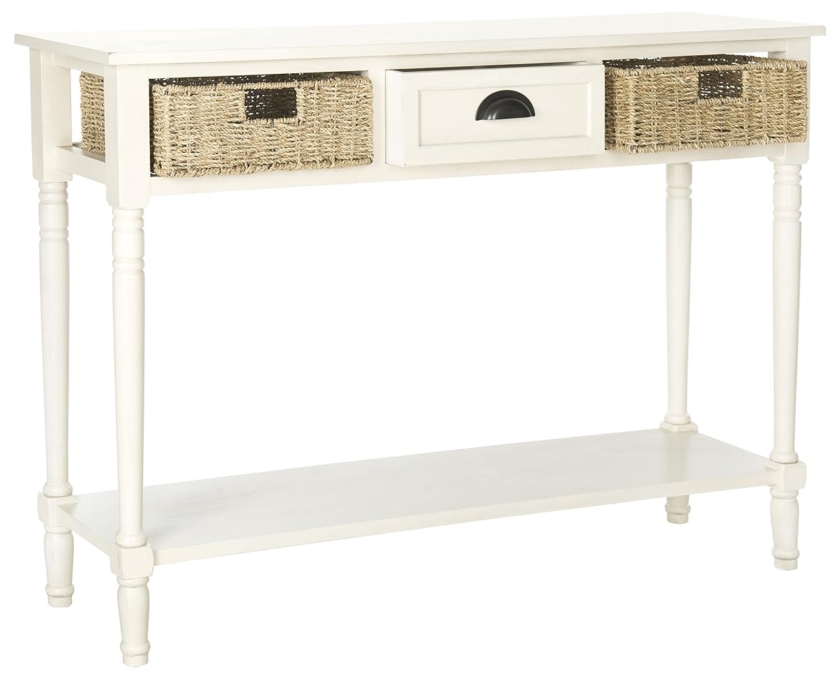 SAFAVIEH American Homes Collection Winifred Grey Wicker Console Table with Storage