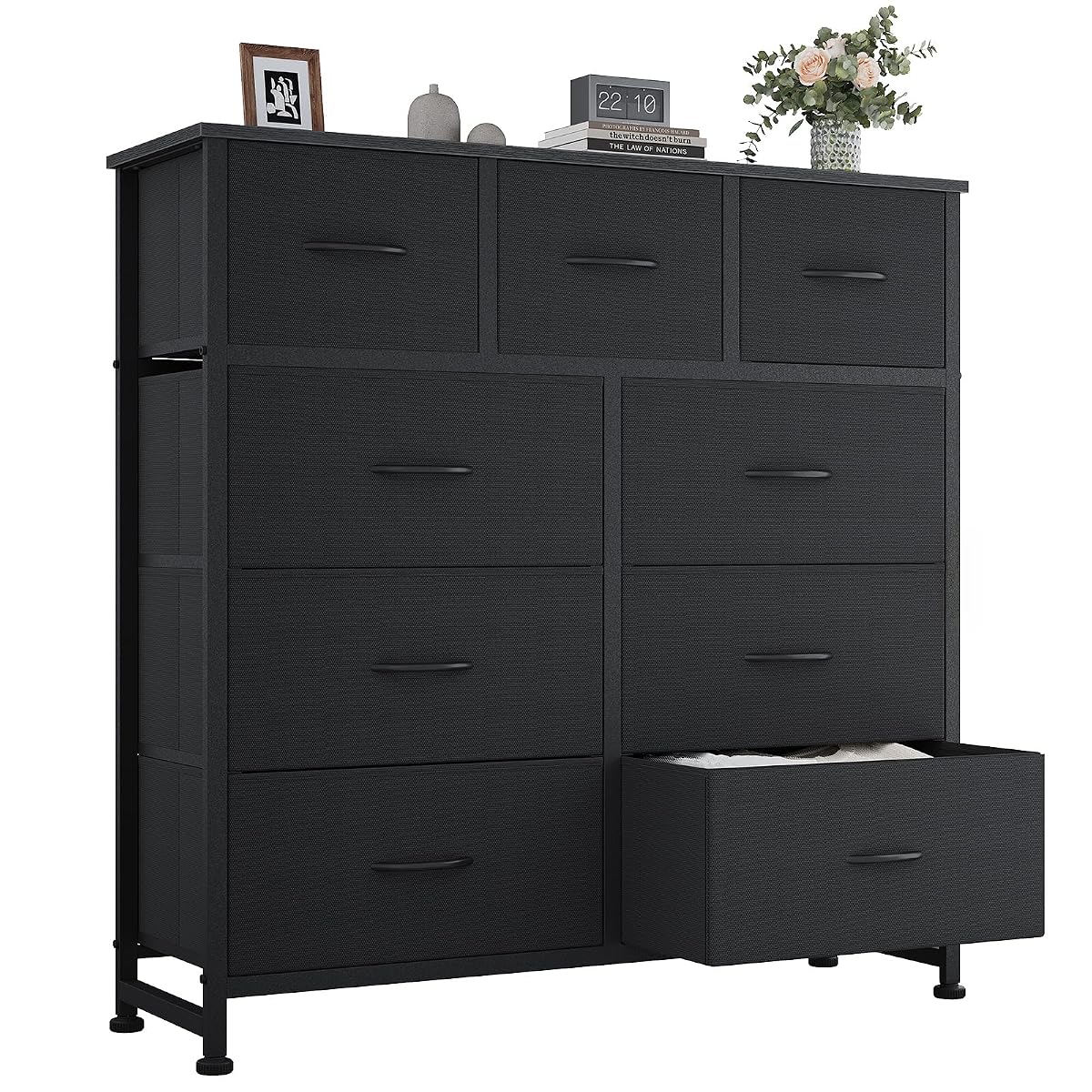 9 Drawer Black Dresser for Bedroom, Closet Organizer Storage Tower