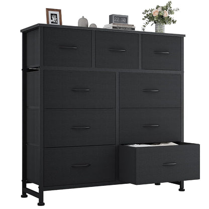 9 Drawer Black Dresser for Bedroom, Closet Organizer Storage Tower