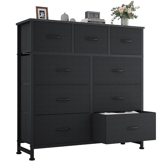 9 Drawer Black Dresser for Bedroom, Closet Organizer Storage Tower
