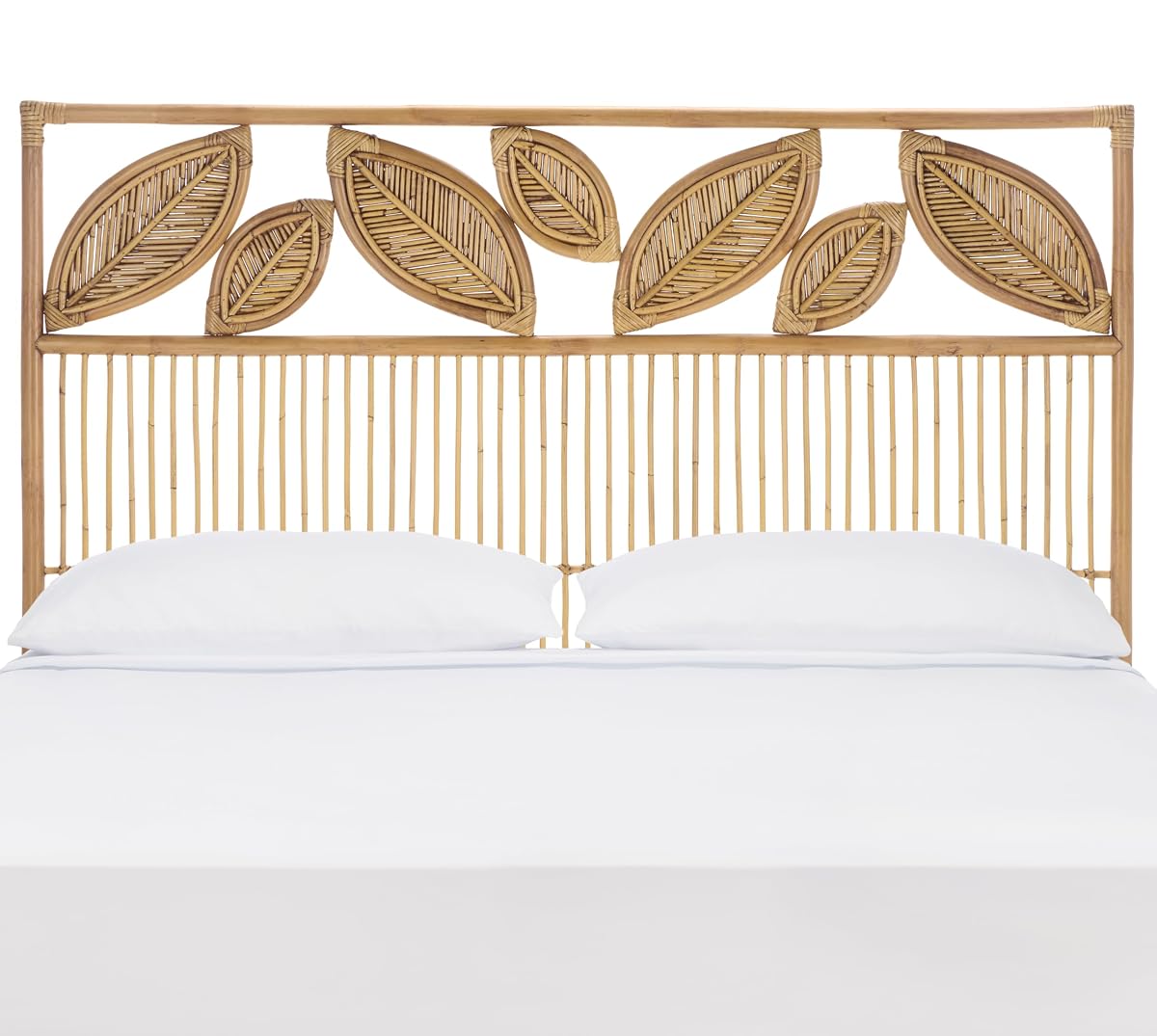 SAFAVIEH Furniture - Lusine Queen Headboard - Honey Brown Wash - Rattan & Solid Wood - Handwoven Tropical Design for Bedroom & Guest Room, 60" W x 2.6" D x 55.1" H (HBD6503A-Q)