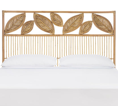 SAFAVIEH Furniture - Lusine Queen Headboard - Honey Brown Wash - Rattan & Solid Wood - Handwoven Tropical Design for Bedroom & Guest Room, 60" W x 2.6" D x 55.1" H (HBD6503A-Q)