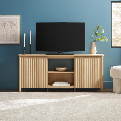 Scandinavian Reeded TV Stand with Storage for up to 70" TV Coastal Oak
