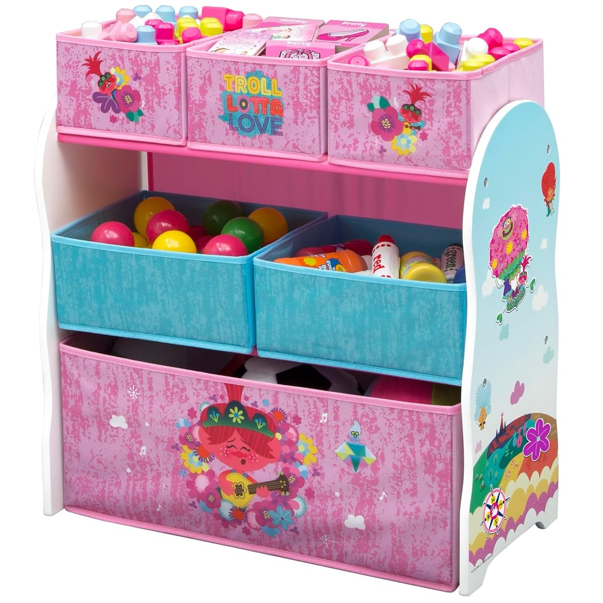 Design and Store 6 Bin Toy Storage Organizer, Trolls World Tour