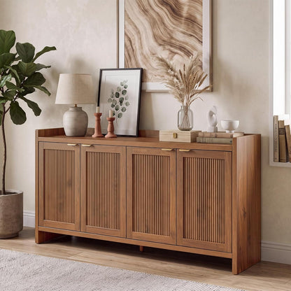 63" Fluted Sideboard Buffet Cabinet with Storage and 4 Doors