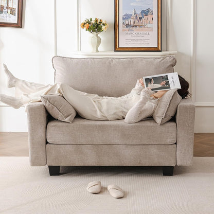 53'' Loveseat Sofa with All Seats Storage, Modular Sectional Couch with Deep Seat,Oversized Comfy Couch with Throw Pillows,Single Sofa Chair for Living Room,Bedroom,Chenille,Khaki