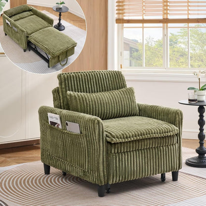 Teddy Convertible Sleeper Chair with Pillow & Adjustable Backrest