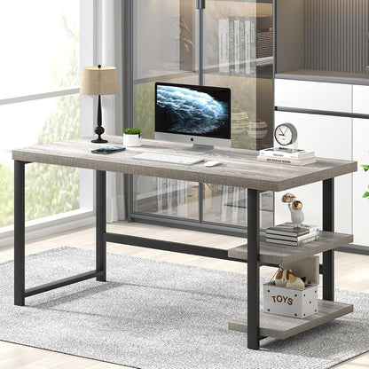 Computer Desk, Modern Home Office Desk with Shelves