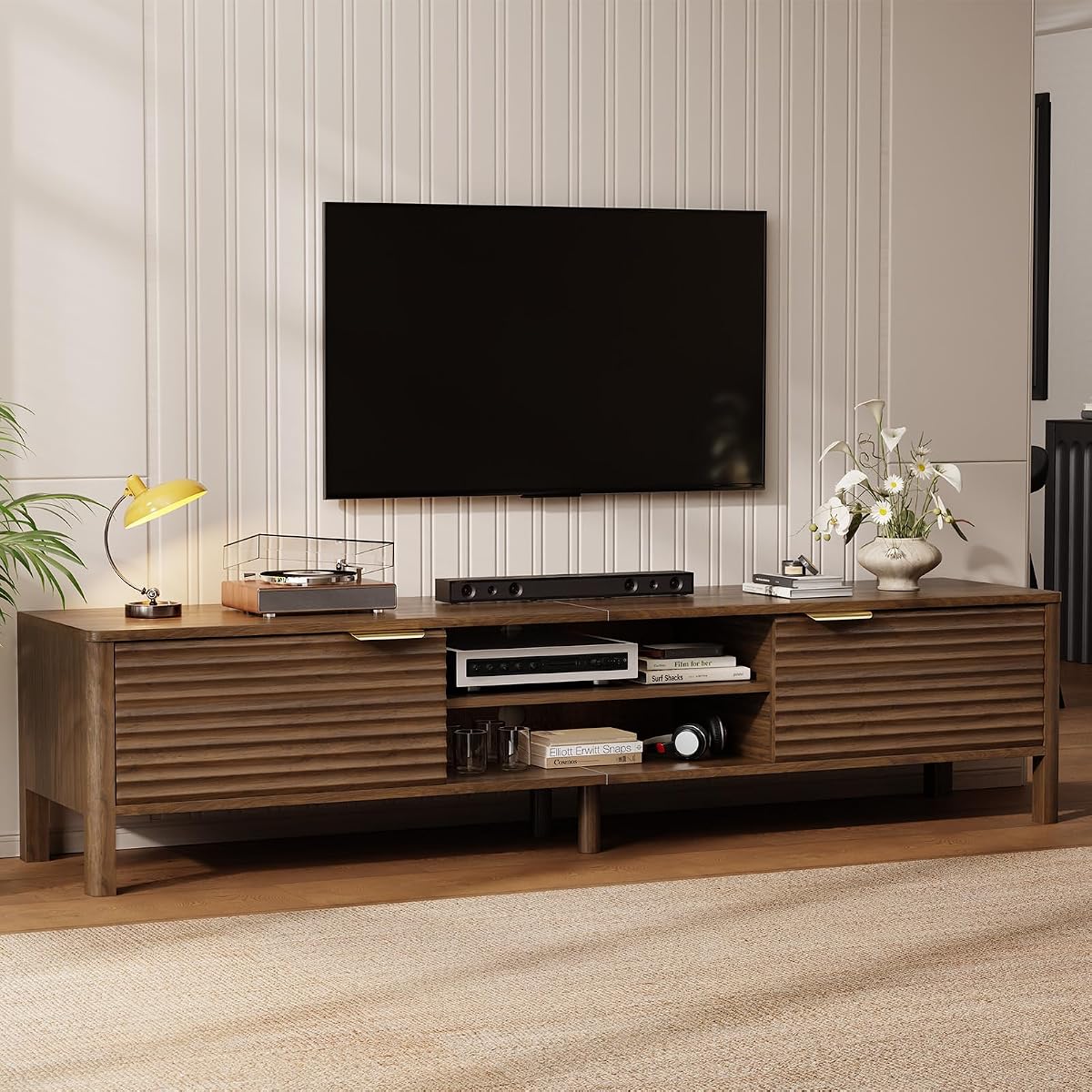 TV Stand for Living Room up to 80 Inch TVs Entertainment Center Walnut 71"