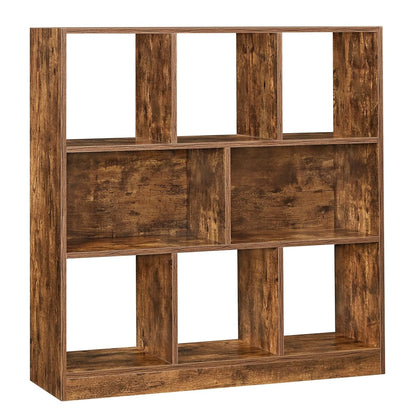 VASAGLE Bookcase Freestanding Storage Unit, 11 x 35.4 x 39.4 Inches | Bookshelf used horizontally, vertically, upside down, Rustic Brown, CUSTOS Collection, ULBC55BX