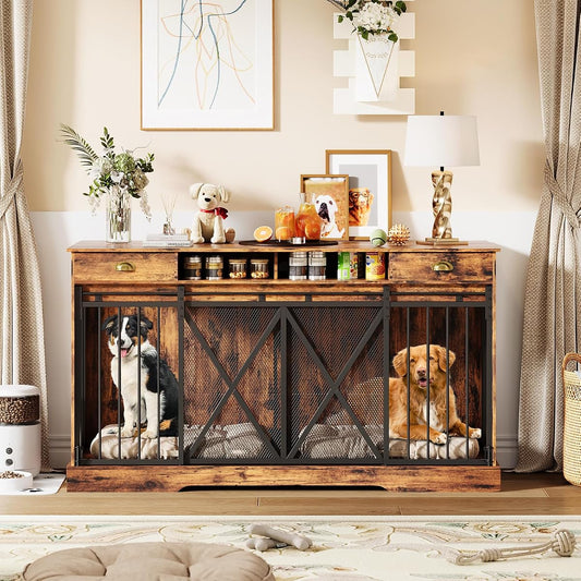 63 Inch Extra Large Wooden Dog Crate Furniture