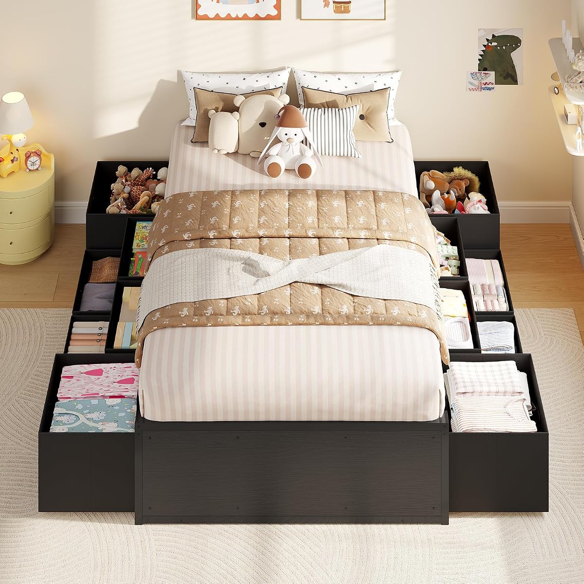 Metal Bed Frame with Storage