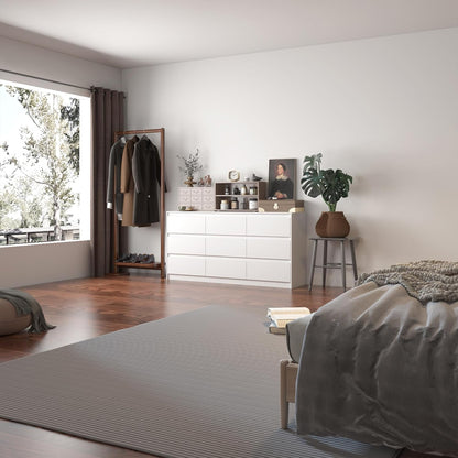 9 Drawer Dresser for Bedroom with Deep Drawers, Large Floor Wood Dressers & Chest of Drawers Handle Free, Modern White Long Dressers for Closet Living Room, Euro Slide (63"W X 15.7"D X 31.5"H)