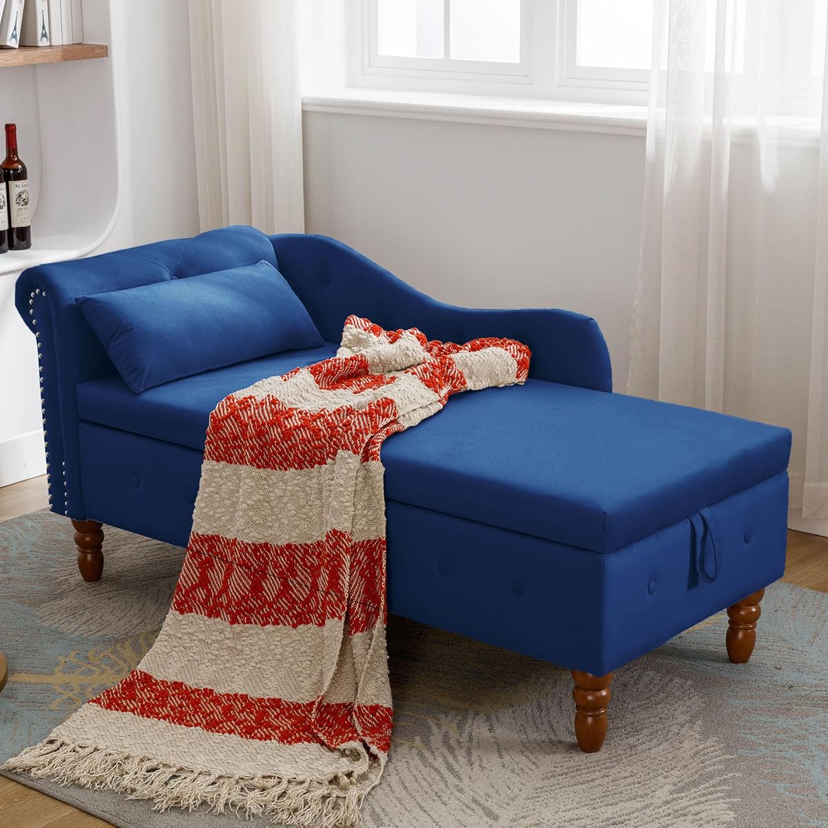 Velvet Chaise Lounge Indoor with Storage