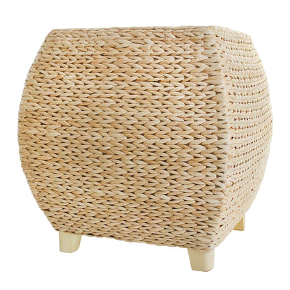 Square Hand Woven Natural Braided Cattail Ottomans Pouf | Natural Handwoven, Bohemian Style Sturdy and Durable，Footstools for the Living Room and Bedroom, Stools for Outdoor Patio
