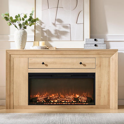 60" Electric Fireplace with Mantel,TV Stand with 36" Electric Fireplace