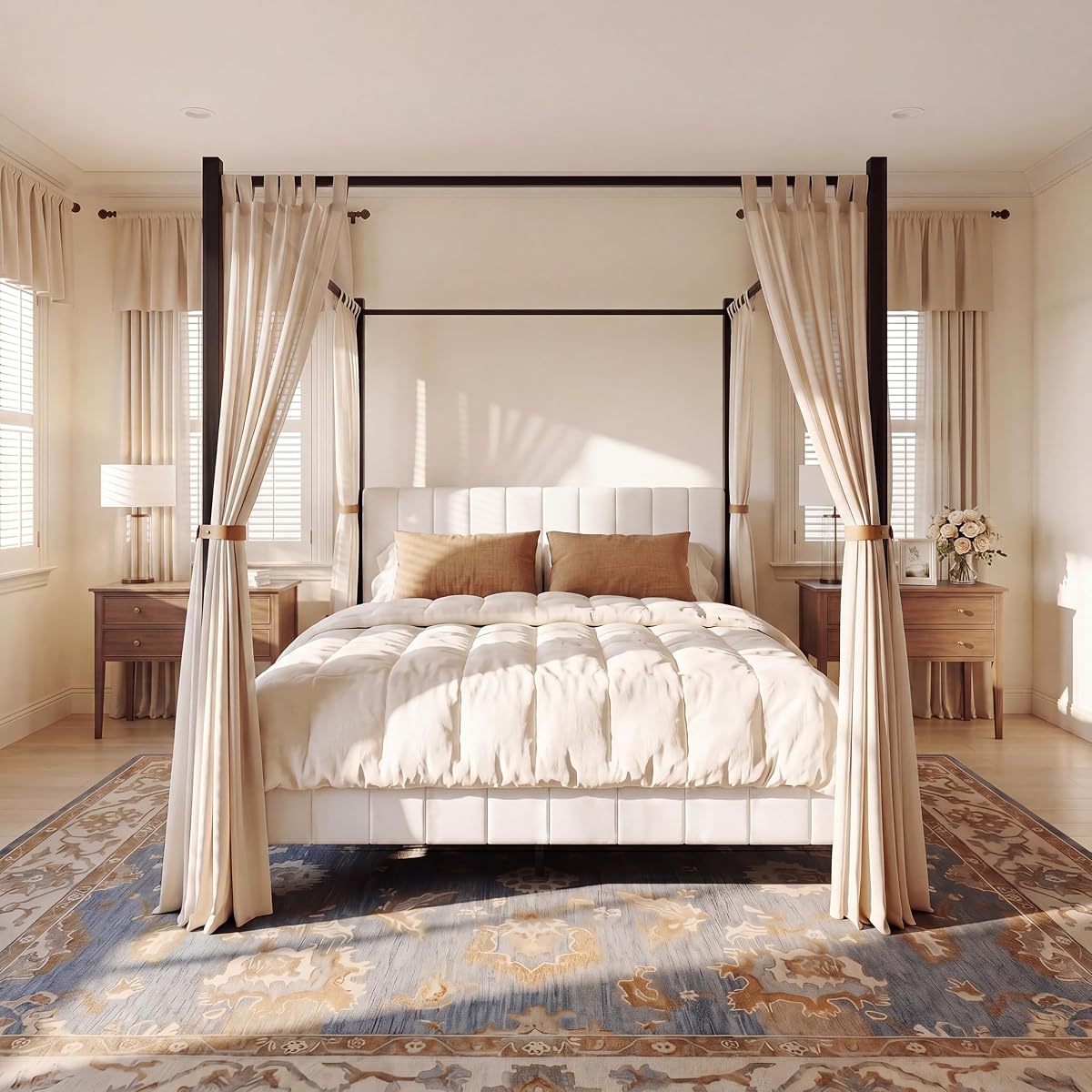 Xamia California King Size Canopy Bed Frame