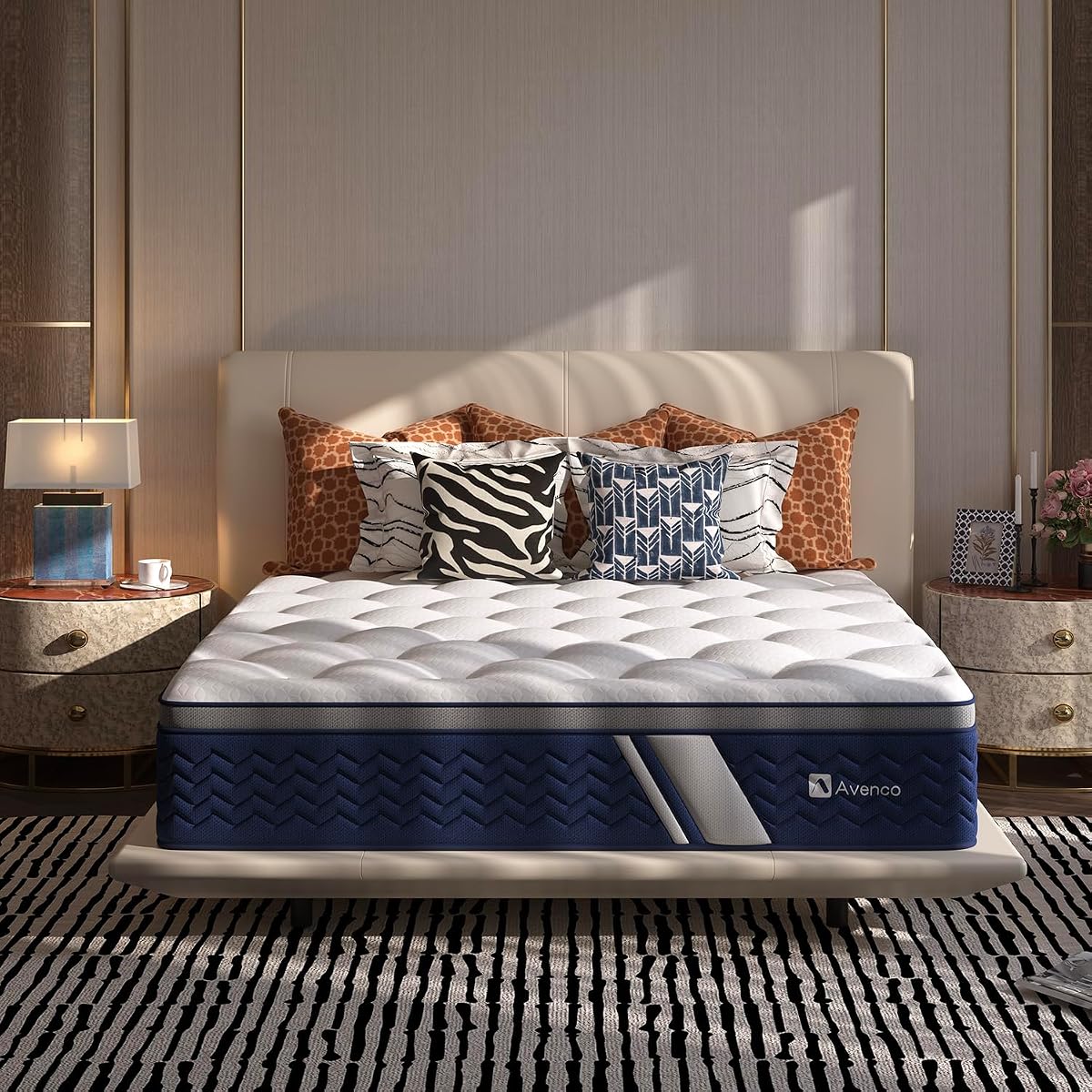 SyncDeep Queen Mattress 12 Inch, Firm Hybrid Cooling, Lumbar Support