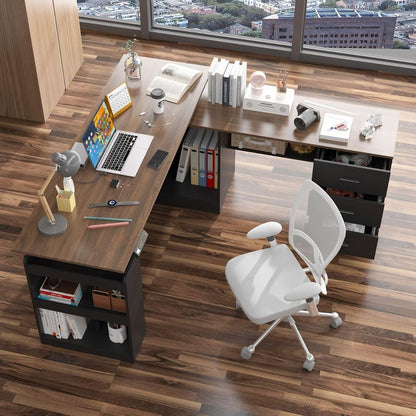 Electric Standing Desk with Drawers and Shelves