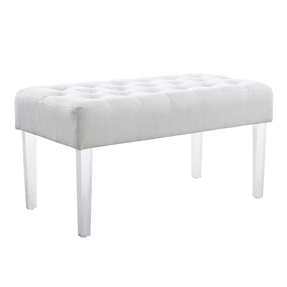 Ella Glitz Acrylic Leg Bench, 35"Wx17"Dx18"H, White