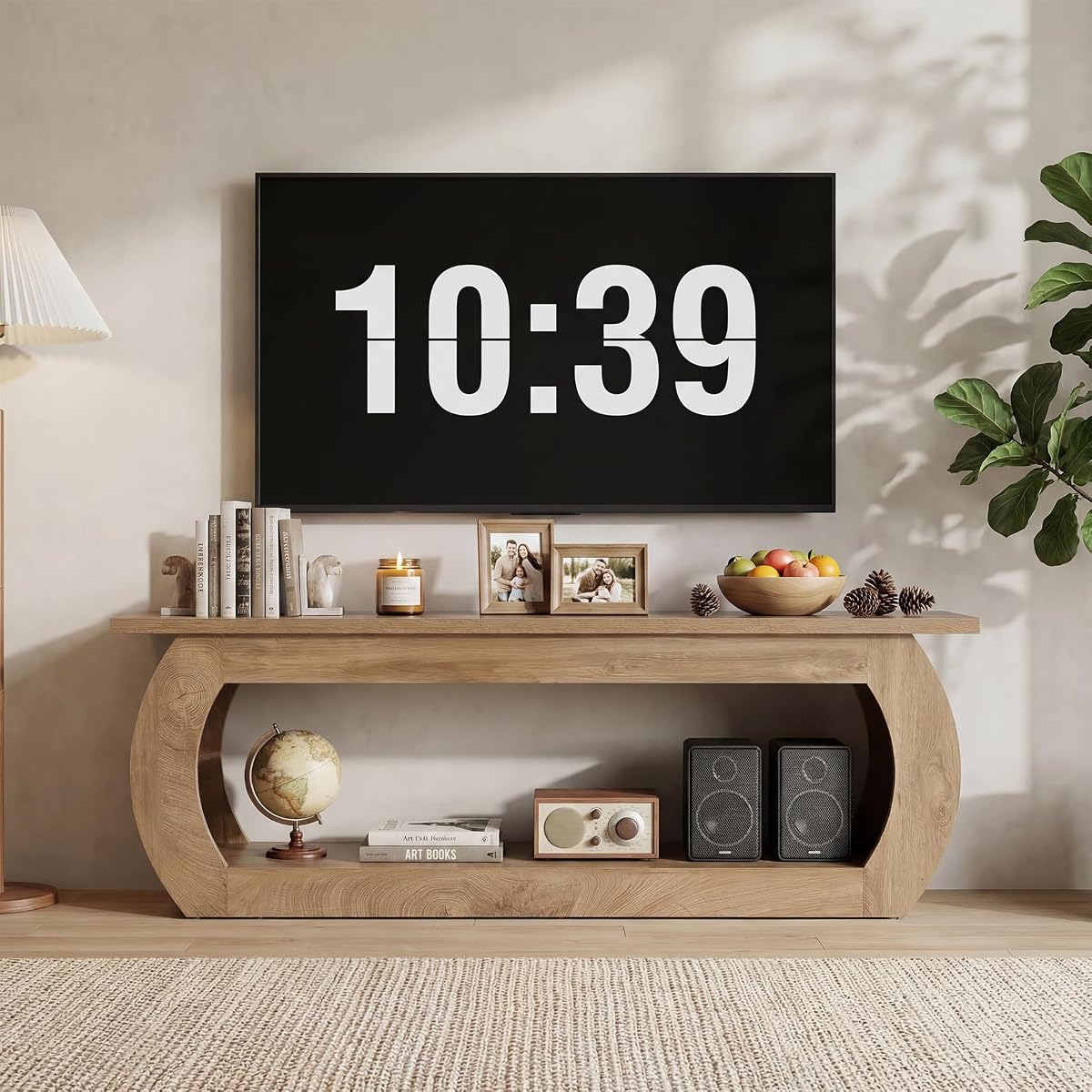 TV Stand for 65 Inch, Wooden Entertainment Center with Storage