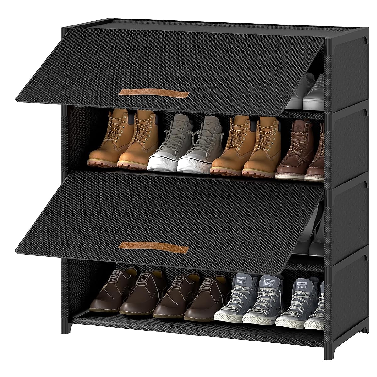 5 Tier Shoe Cabinet with Door, 20-Pair Storage, Black