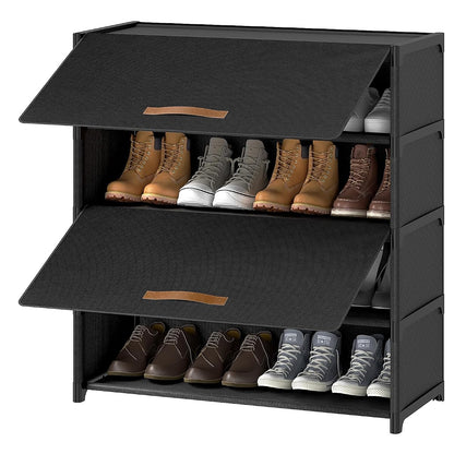 5 Tier Shoe Cabinet with Door, 20-Pair Storage, Black