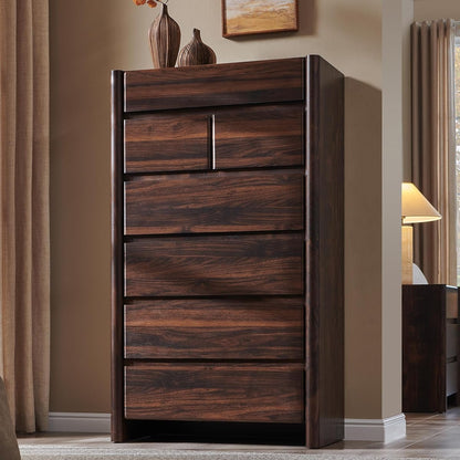 Modern 7 Drawers Dresser for Bedroom, 54.7" Tall Dresser-Brown