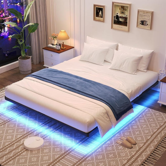 Smart LED Lighted Floating Bed Frame