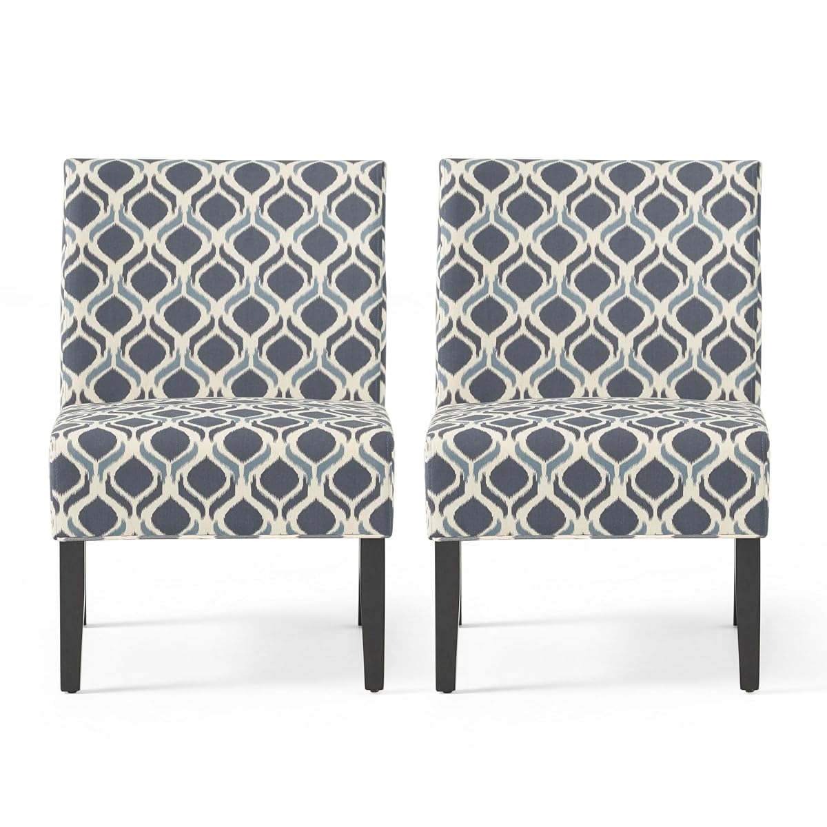 Kassi Fabric Accent Chairs, 2-Pcs Set, Blue / Navy