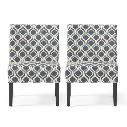 Kassi Fabric Accent Chairs, 2-Pcs Set, Blue / Navy