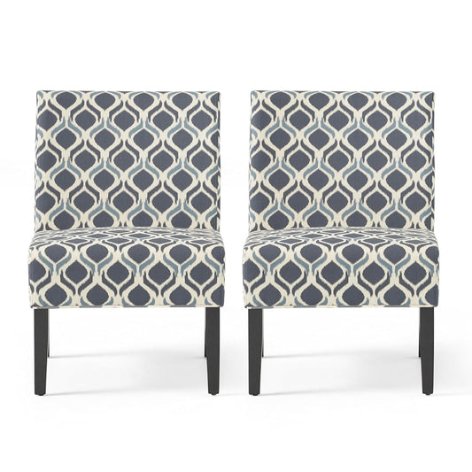 Kassi Fabric Accent Chairs, 2-Pcs Set, Blue / Navy