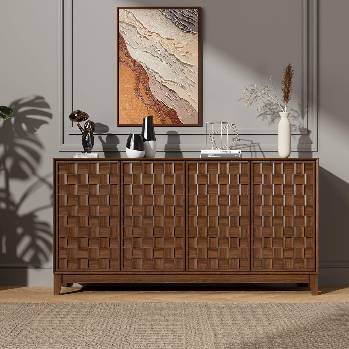 Fluted Sideboard Buffet Cabinet with Storage