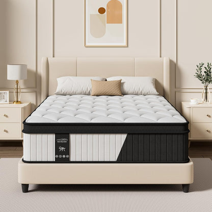 Mattress Queen Size, 12 Inch Hybrid Queen Mattress in a Box, Medium Firm