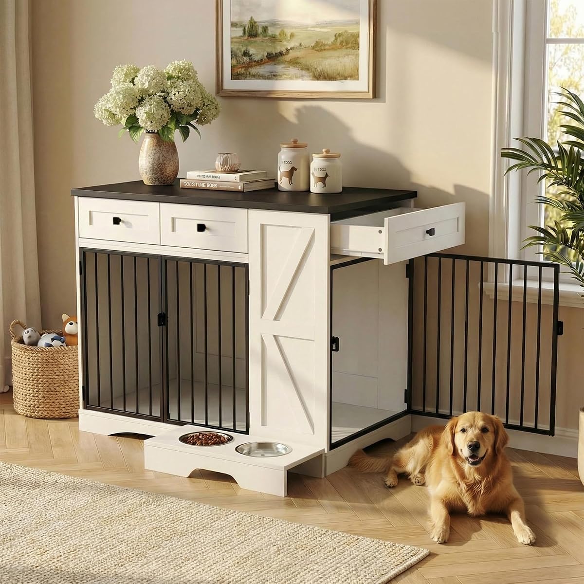 Large Dog Crate Furniture with Storage