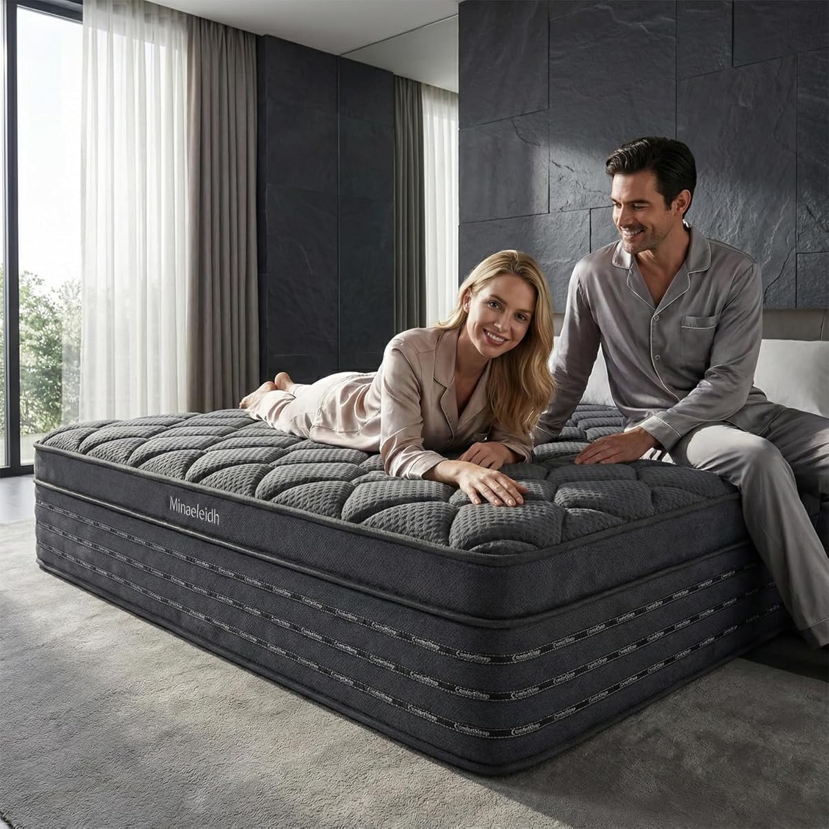 King Size Mattress 14 Inch, Medium Firm Boxed Hybrid Mattress, Cooling Gel Memory Foam & Motion Isolation Pocket Coils, 350lbs+ Edge Support, Fiberglass-Free for Master Room, Family