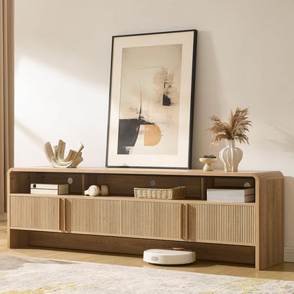 70" Fluted TV Stand with 2 Storage Cabinets for TVs Up to 80"