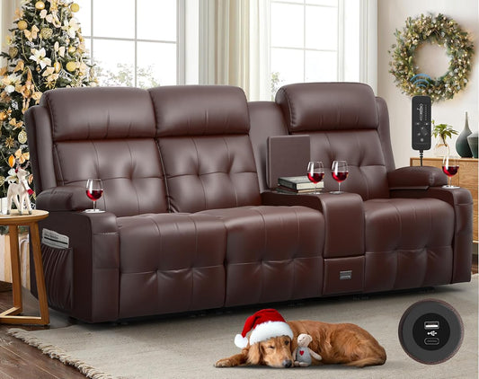 Recliner Sofa, Massage Reclining Sofa 3 Seater Sets Heavy Weight Capacity, RV Loveseat Couch Clearance with Console, USB, Type C Port, Storage, Cup Holders, Wall Hugger Chair for Living Room