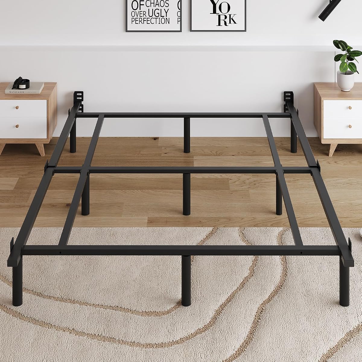 Full Size 7 Inch Low Profile Metal Platform Bed Frames, Adjustable Length