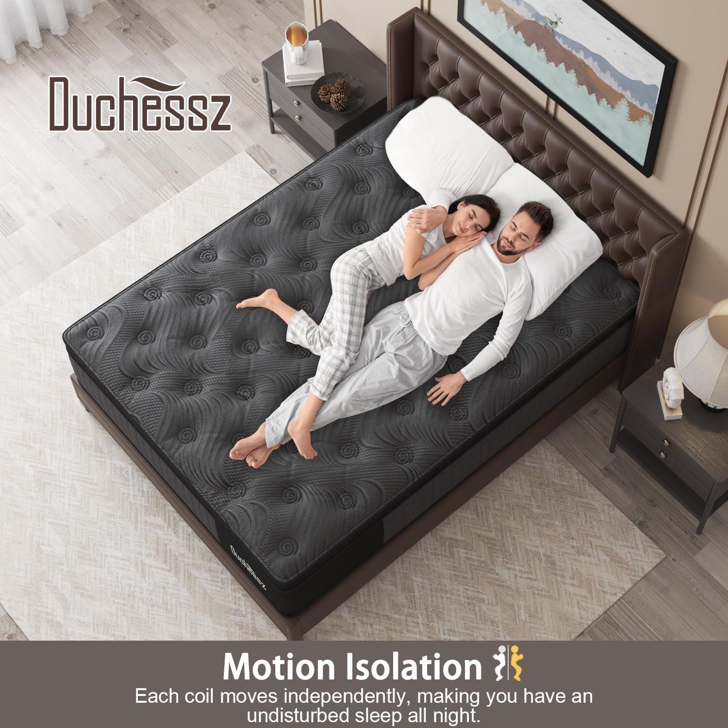 Queen Mattress, 14 Inch Hybrid Mattresses Black with Gel Memory Foam and Individually Pocket Innerspring Euro Top Medium Firm for Motion Isolation, Edge Support, 100 Night Trial