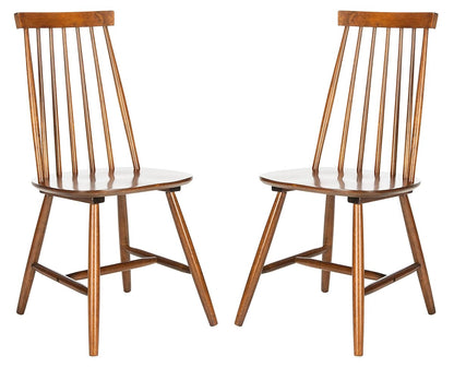 SAFAVIEH Home Collection Priam Farmhouse Walnut Brown Spindle Back Living Room Accent Dining Chair