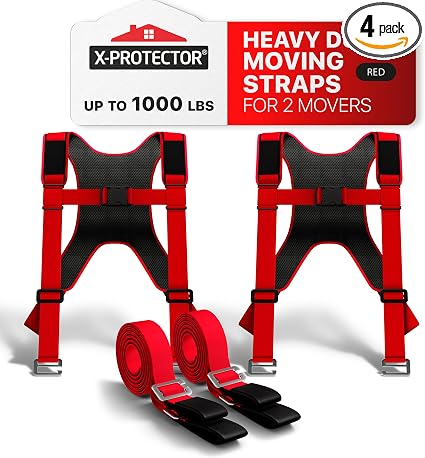 Moving Straps - 2 Pairs - Lifting Straps for 2 Movers - Move Furniture Easily and Safely - Perfect for Lifting & Moving Heavy Objects (Adjustable Length 50-118”)