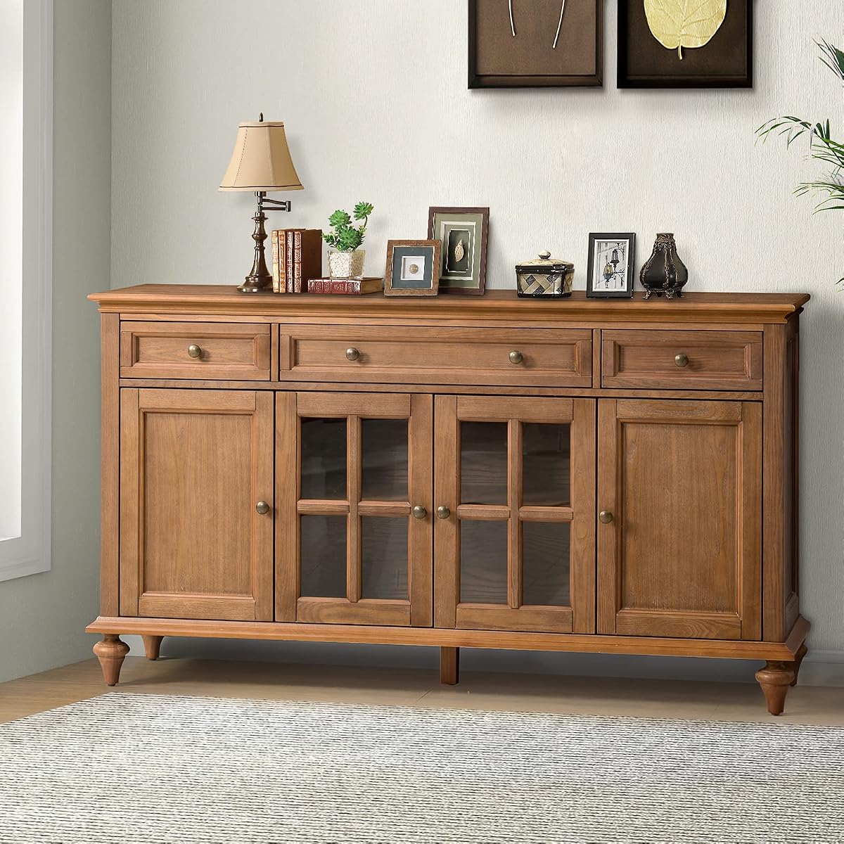 58'' Sideboard Storage Cabinet, Acorn