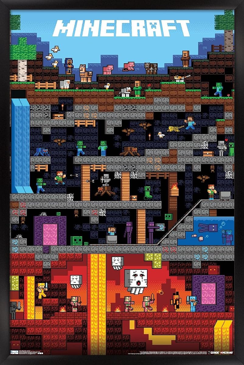 Minecraft - Worldly Wall Poster, 22.375" x 34", Black Framed Version