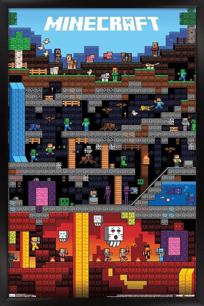 Minecraft - Worldly Wall Poster, 22.375" x 34", Black Framed Version