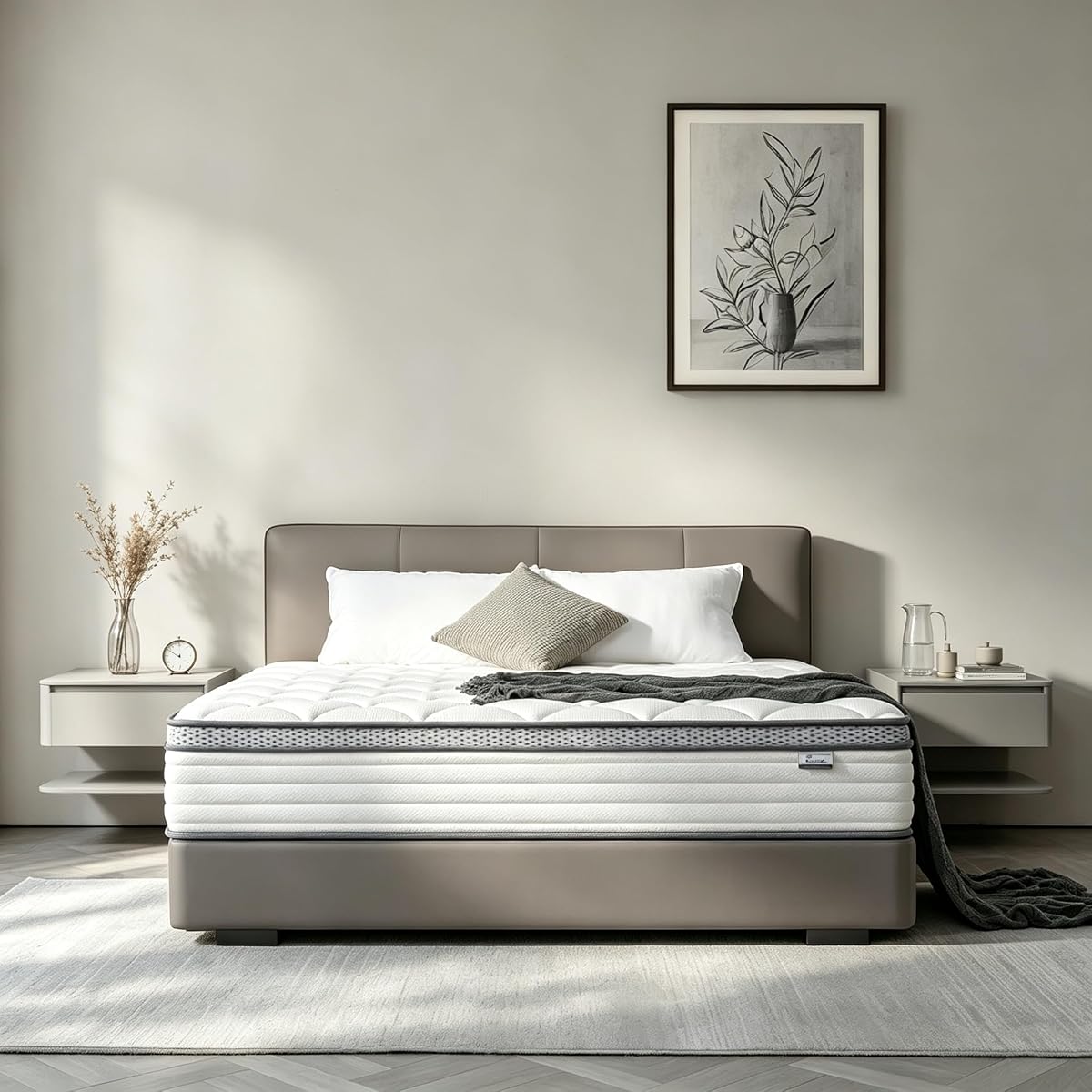 12 Inch Queen Mattress in a Box, Medium Firm Hybrid with Pocket Springs