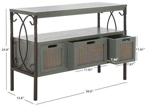 SAFAVIEH Home Collection – Joshua Ash Grey 3-Drawer Console Table with Shelf, view 4